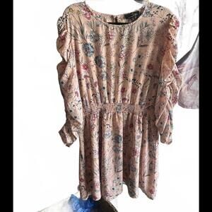 Floral Print Ruffle Sleeve Dress